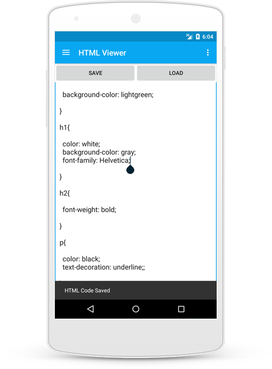how to write html code in android phone