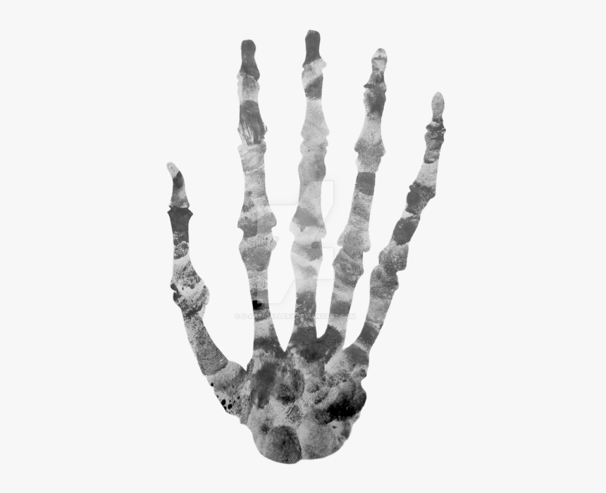 Finger Printed Skeleton By - Skeleton Hands In Head, HD Png Download