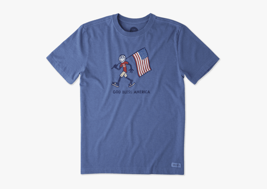 Men S God Bless America Crusher Tee - Life Is Good America, HD Png Download