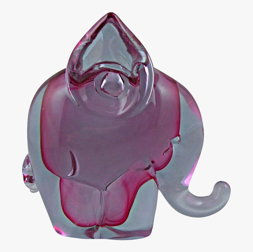 Murano Cranberry And Blue Elephant Made For Camer Glass - Indian Elephant, HD Png Download