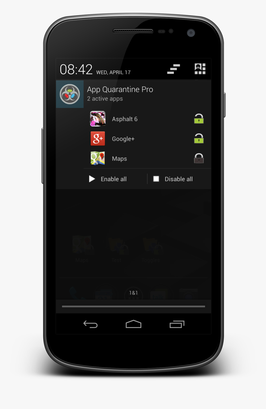 Appquarantinepro Notification Toggles - Smartphone, HD Png Download