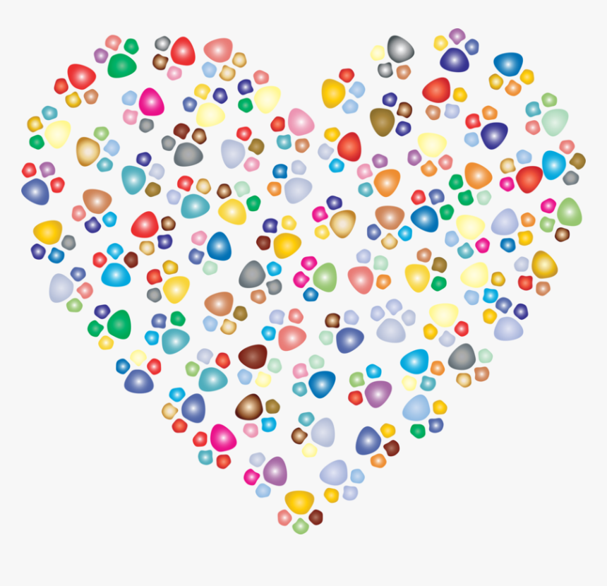 Heart,area,line - Paw Print On Heart, HD Png Download