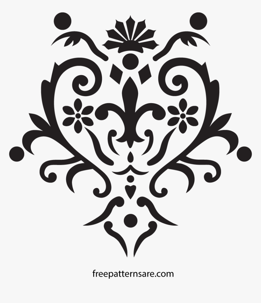 Damask Stencil Pattern Wall Stencil Vector, HD Png Download