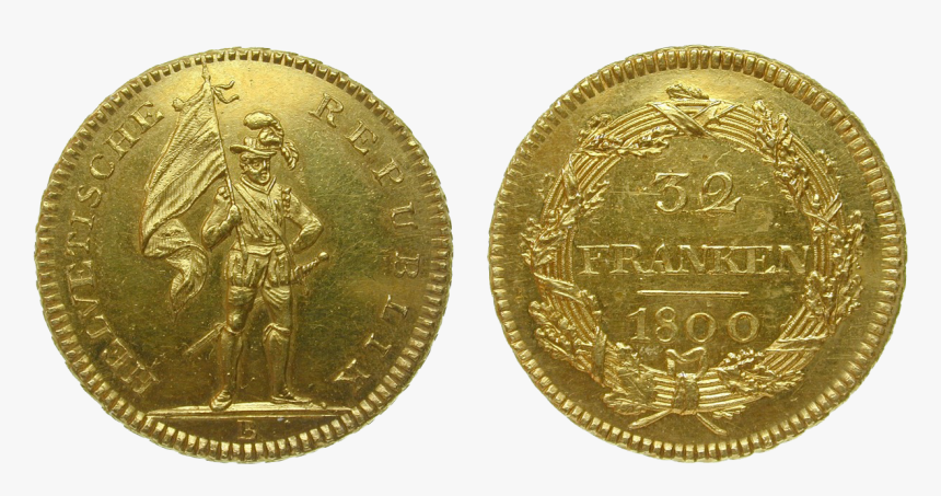 32 Franken 1800 Helvetische Republik - 1796 Liberty Gold Coin, HD Png Download
