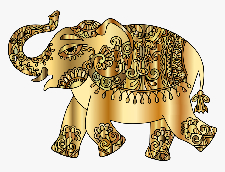 Banner Black And White Download Gold Playful Big Image - Indian Elephant Clipart Png, Transparent Png
