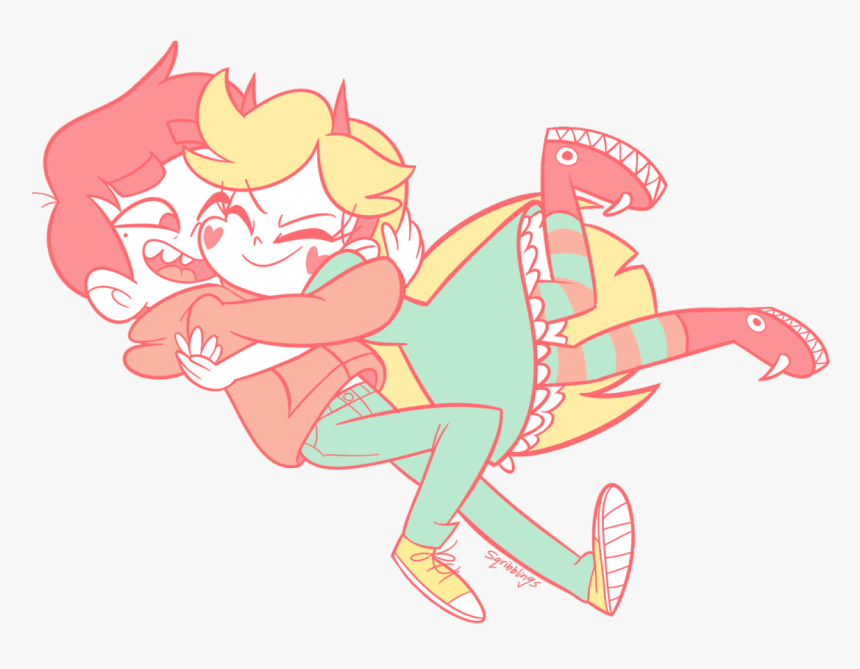 Red Pink Vertebrate Cartoon Art Fictional Character - Star X Marco Fanart, HD Png Download