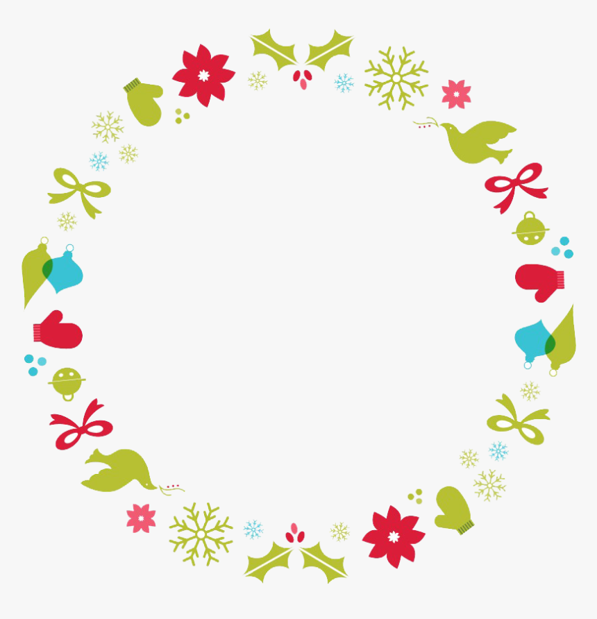 Flower Border Designs Png Free Images - Round Christmas Border Clipart, Transparent Png