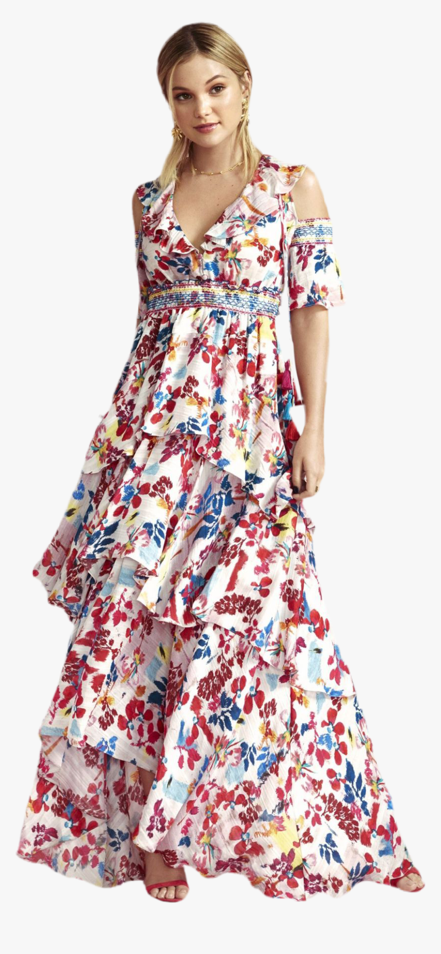 #oliviaholt #celebrity #actress #floraldress #flowers - Gown, HD Png Download