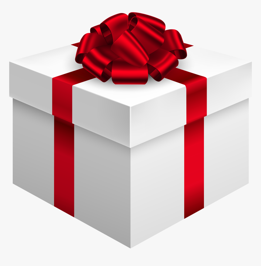 White Gift Box With Red Bow Png Clipart - Gift Box Png Transparent, Png Download