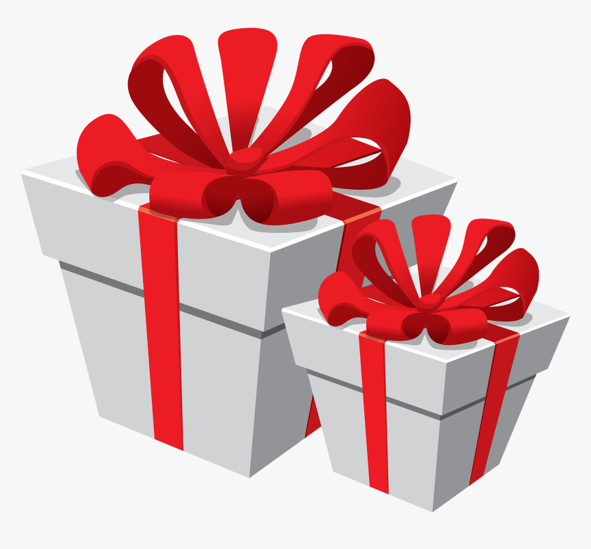 White Gift Boxes With Red Bow Png Clipart - Thanks For Gift Hubby, Transparent Png