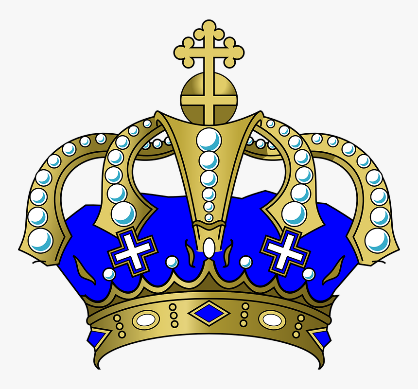 Gold, Crown, Royalty, Coronation, Luxury, Golden - Blue And Gold Crown Clipart, HD Png Download