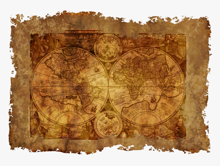 Map Of The World, Old, Historically, Parchment, Paper - Here Be Dragons Old Maps, HD Png Download
