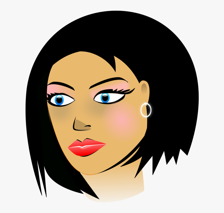 Hairstyle,art,black Hair - Ladies Faces Clip Art, HD Png Download