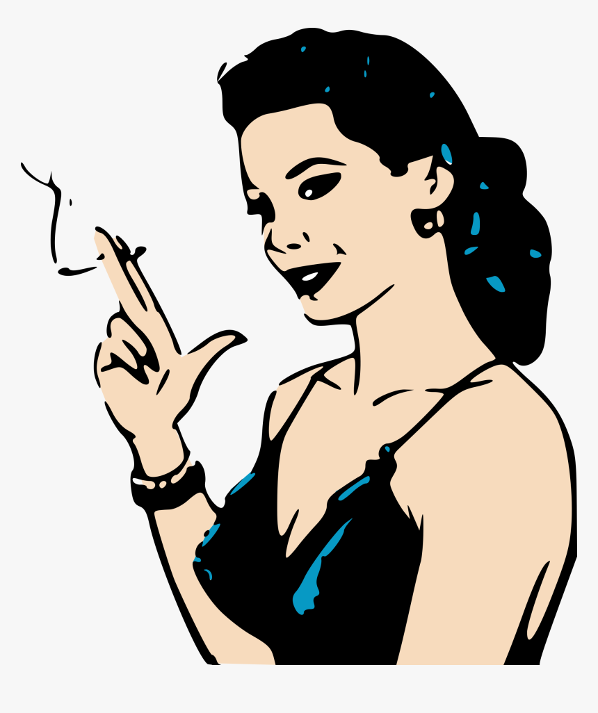 Cigarette Clipart Picsart - Woman Smoking Clipart, HD Png Download