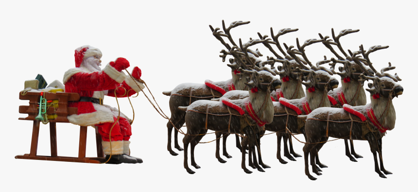 Santa Claus And 6 Reindeer - Santa Claus, HD Png Download