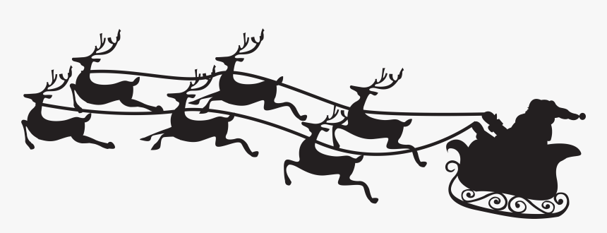 Art Santa Claus Clip Art - Santa Sleigh Silhouette Png, Transparent Png