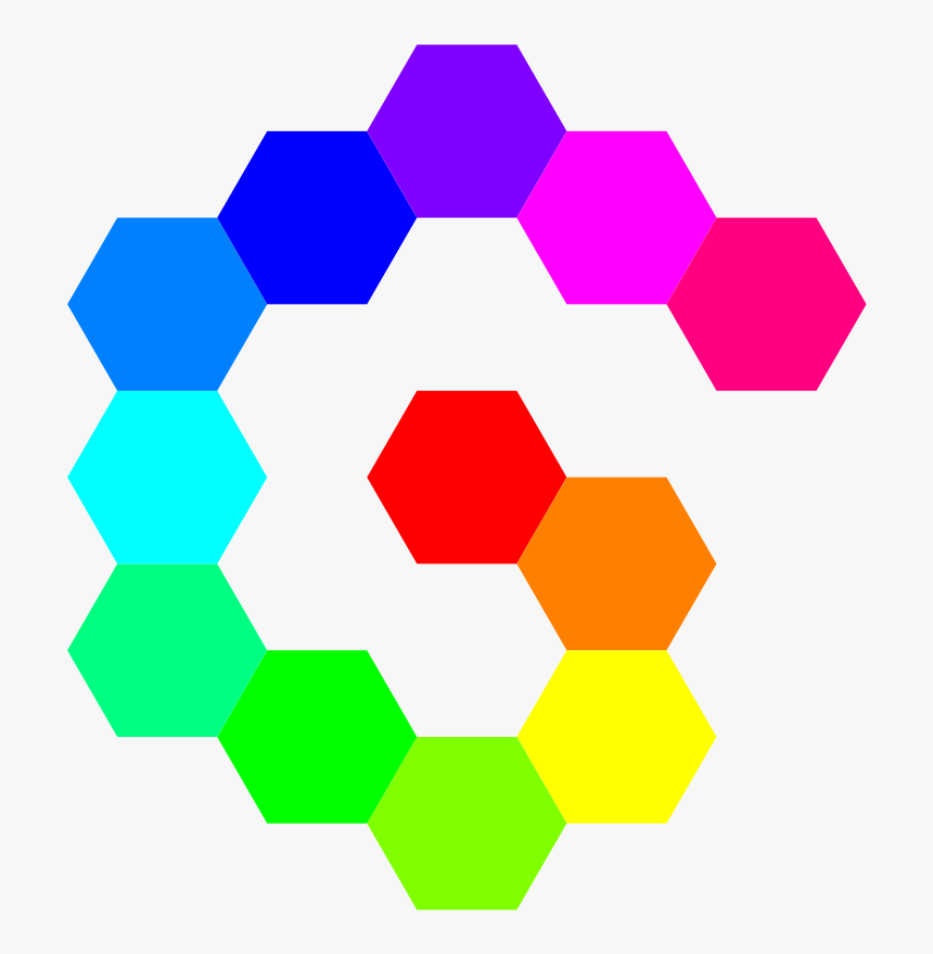12 Hexagon Spiral Rainbow Svg Vector File, Vector Clip - Hexagons Rainbow Colored, HD Png Download
