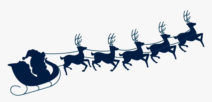 Transparent Santa And Reindeer Silhouette Png - Santa Sleigh Silhouette Png Transparent, Png Download
