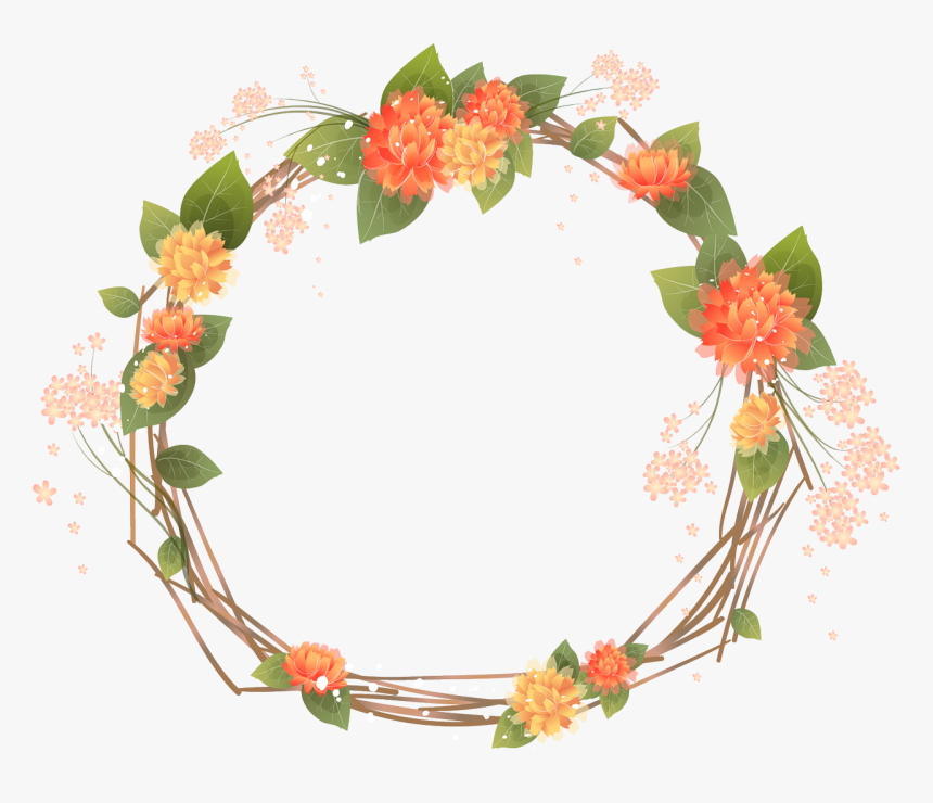 Orange Frames Transparent Google - Floral Frame Transparent Png, Png Download