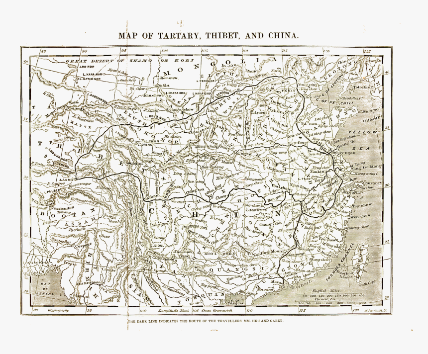 Map Of Tartary, Thibet, And China - Map, HD Png Download