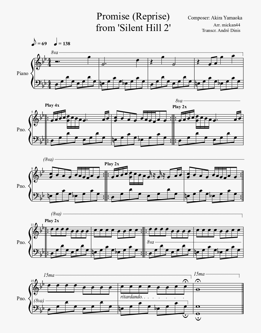 Silent Hill Promise Reprise Piano, HD Png Download