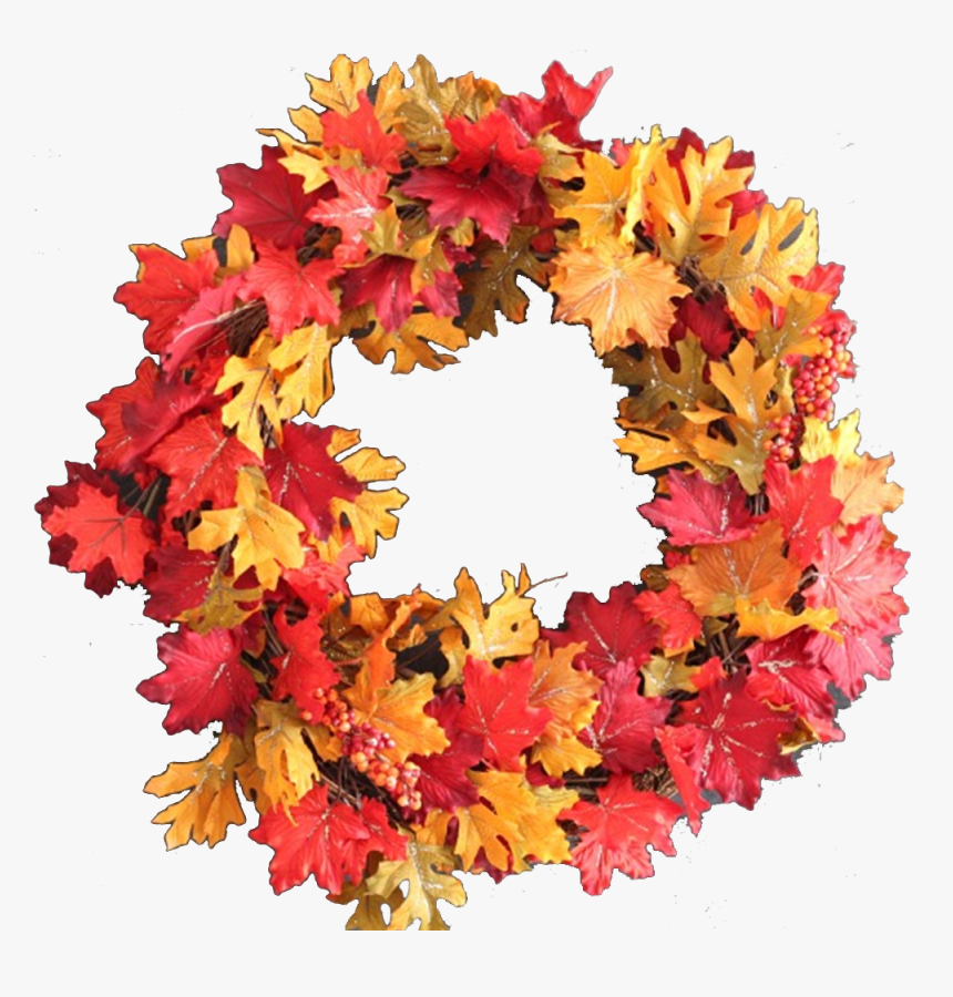 Fall Leaves Wreath Diy, HD Png Download