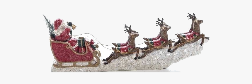 Sleigh Santa Flying Clipart And Reindeer Transparent - Chariot, HD Png Download