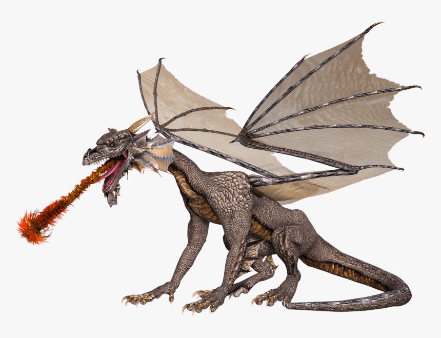 Dragon Spitting Fire - Clipart Fire Breathing Dragon, HD Png Download