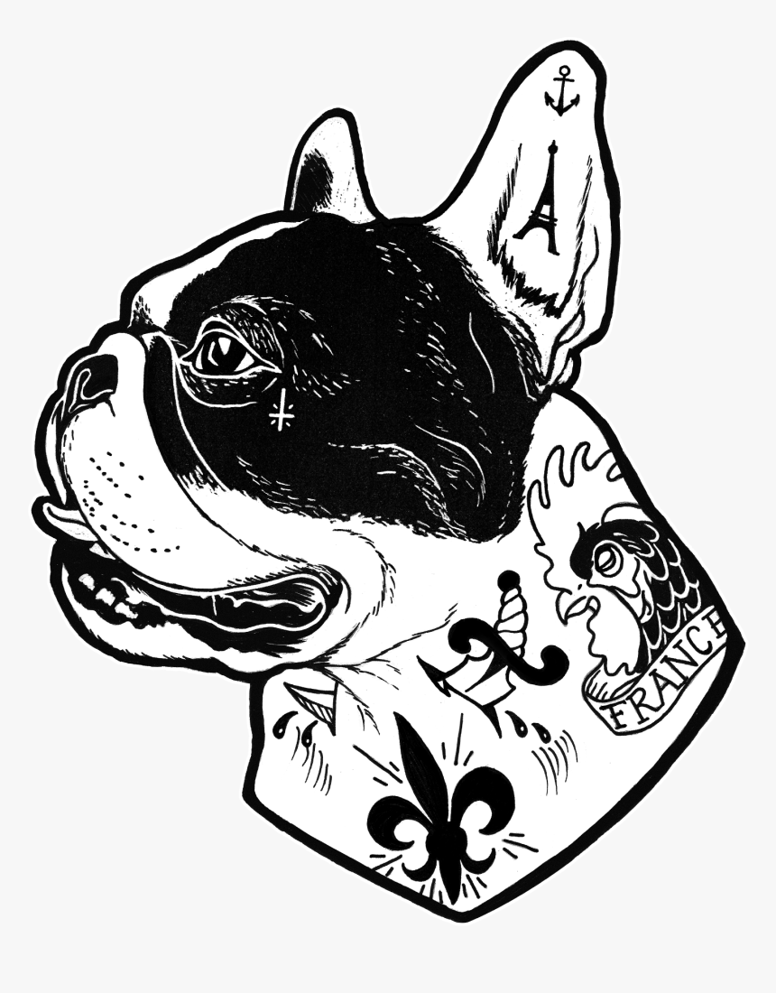 Bulldog Clipart - Tattooed Frenchie, HD Png Download