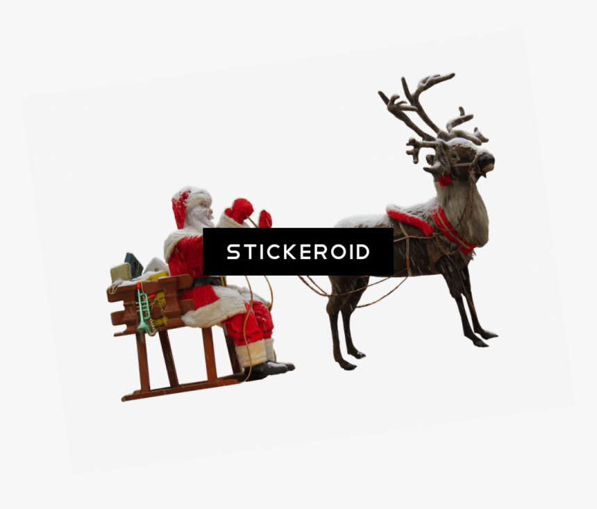 Santa Claus Sleigh Png- - Santa Claus Deer Png, Transparent Png