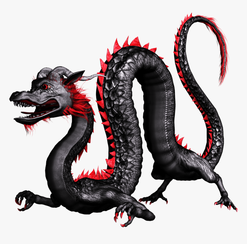 Dragon Chinese Black And Red - Black And Red Chinese Dragon, HD Png Download