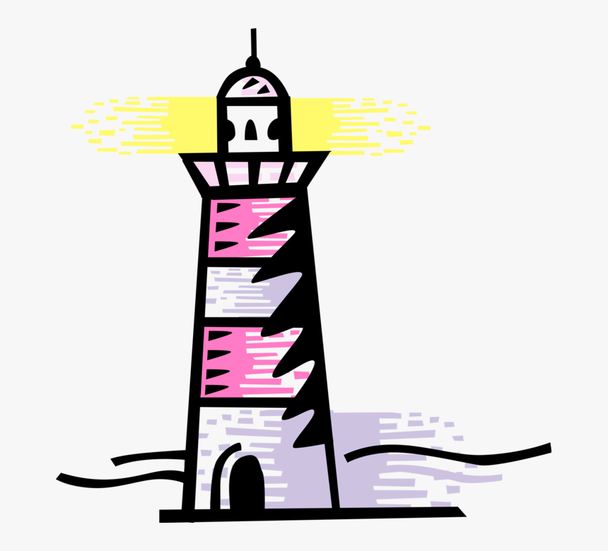 Vector Illustration Of Lighthouse Beacon Emits Light - Lighthouse Clipart, HD Png Download