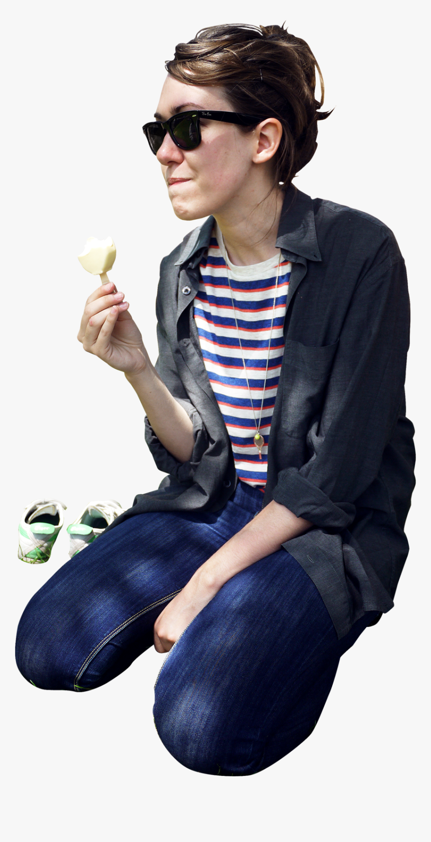 Sitting People Charlie Bruzzese Charlie Bruzzese Png - People Ice Cream Png, Transparent Png