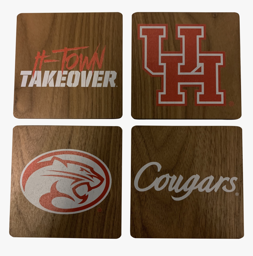 University Of Houston Walnut Coaster Set 
 Class - Houston Cougars, HD Png Download