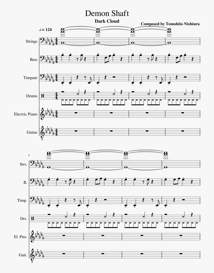 Demon Shaft Sheet Music Composed By Composed By Tomohito - Mahna Mahna Sheet Music Trumpet, HD Png Download