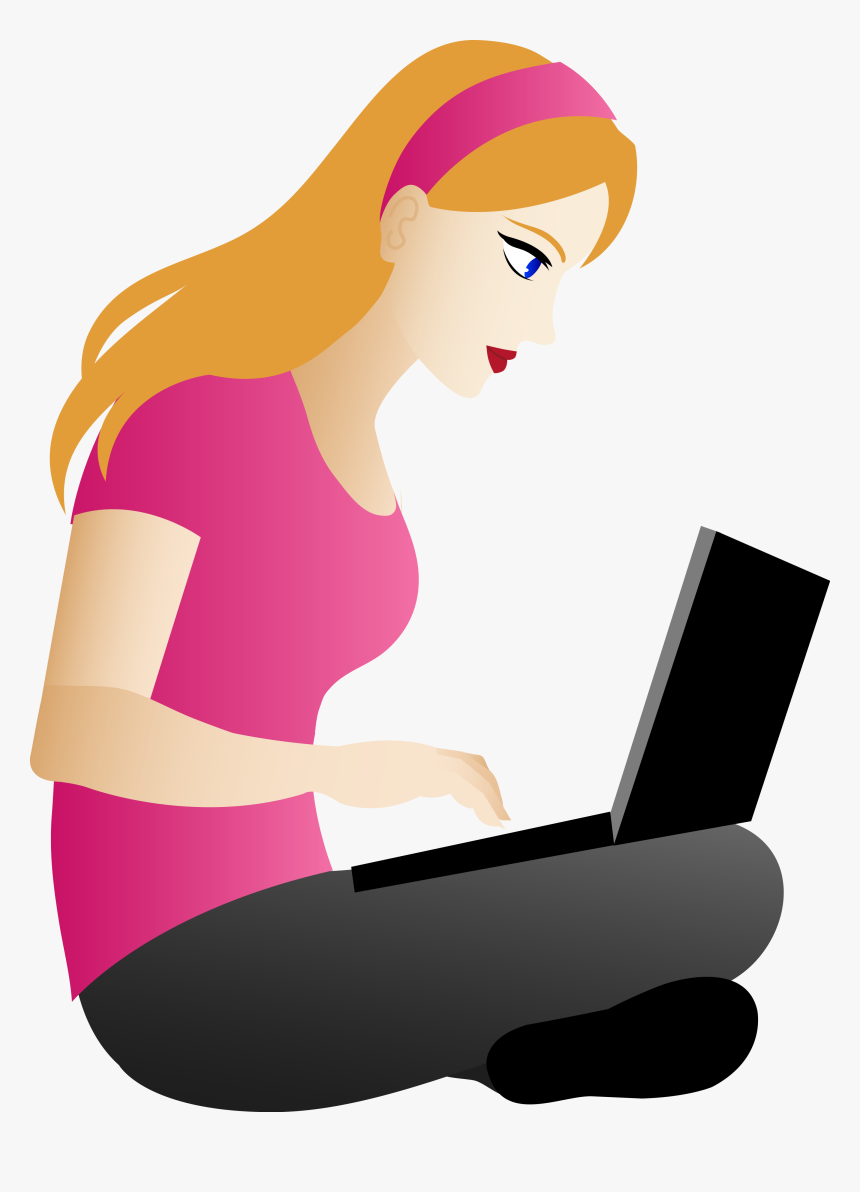Clip Art Pictures Of People On - Girl On Laptop Clipart, HD Png Download