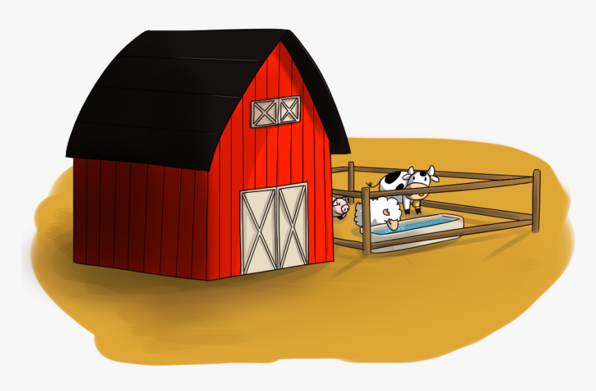 Free Barn With Farm Animals Free Download Png Clipart - Cow In A Barn Clipart, Transparent Png