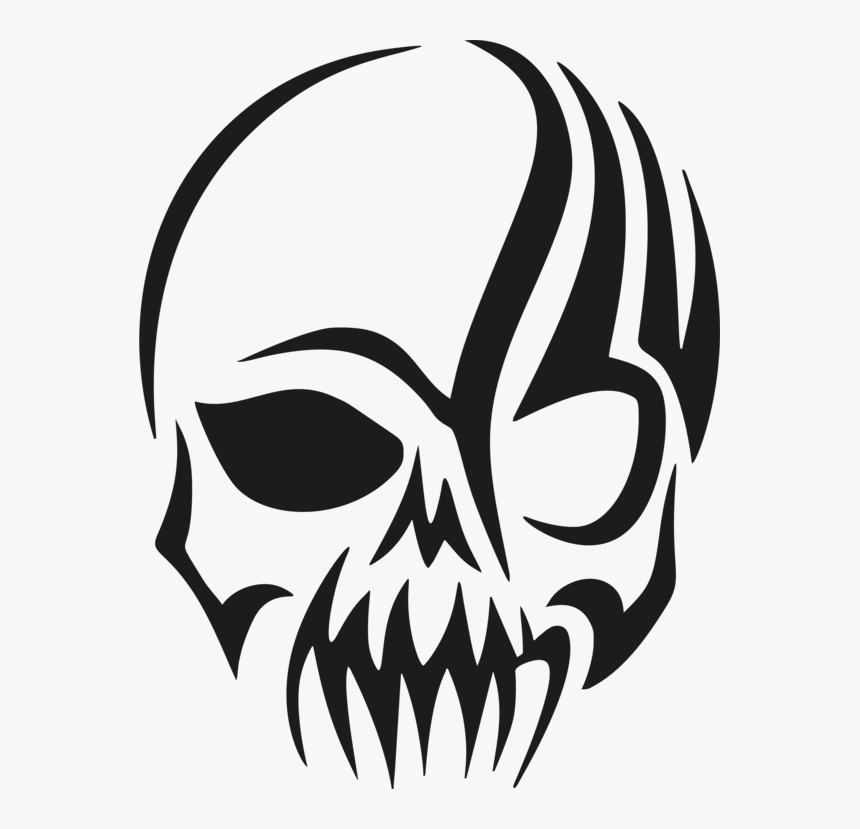 Art,monochrome Photography,headgear - Tribal Skull Drawing, HD Png Download