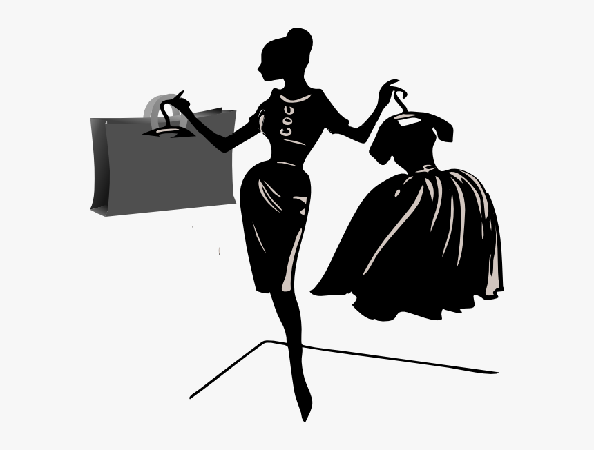 Woman Shopping Black And White, HD Png Download