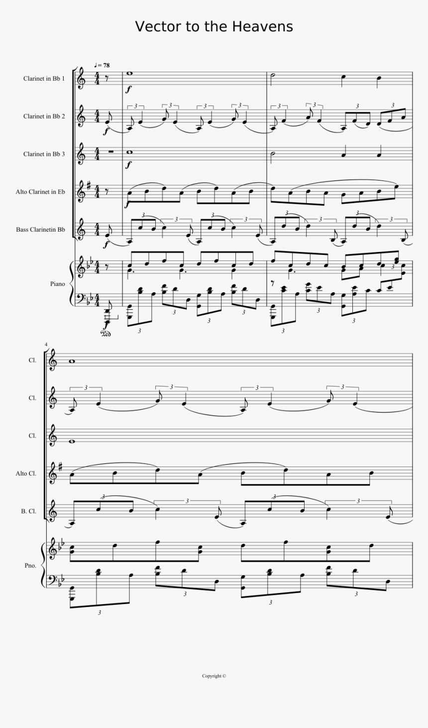 Vector To The Heavens Clarinet Sixet Piano Tutorial - Vector To The Heavens Violin, HD Png Download