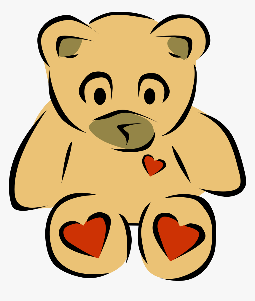 Teddy, Bear, Cuddle, Hearts, Toy, Stylized, Love, Child - Non Living Things Clipart, HD Png Download