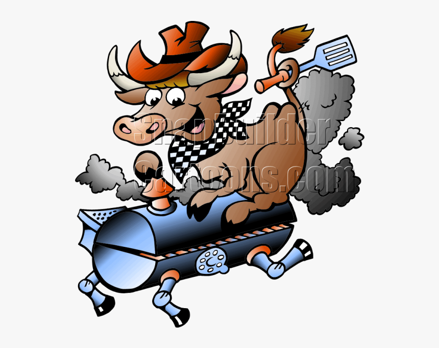 Bbq Grill Cow Holding A Spatula - Bbq Pig Cartoon, HD Png Download