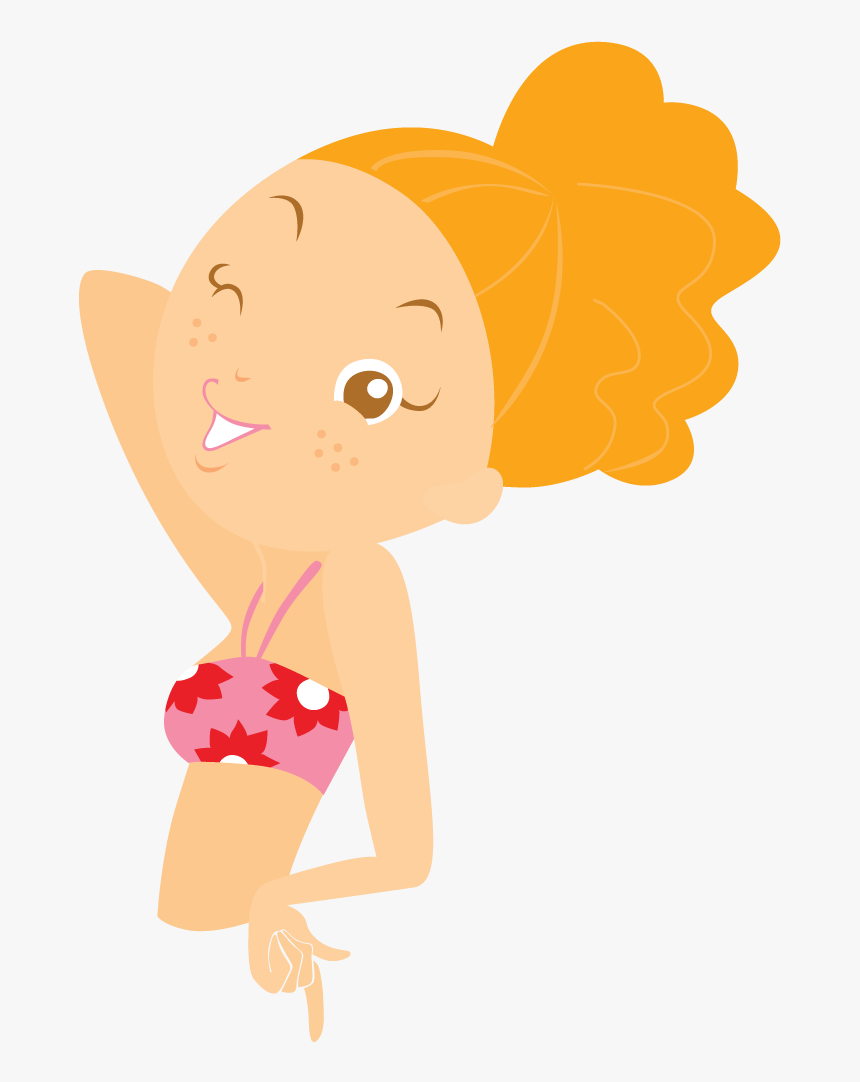 Bbq Grill Clipart - Girl In The Beach Cartoon Png, Transparent Png