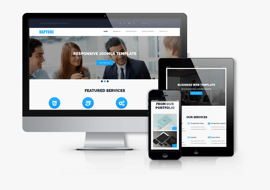 Joomla Business Template Rapture - Bike Rental Website Template, HD Png Download