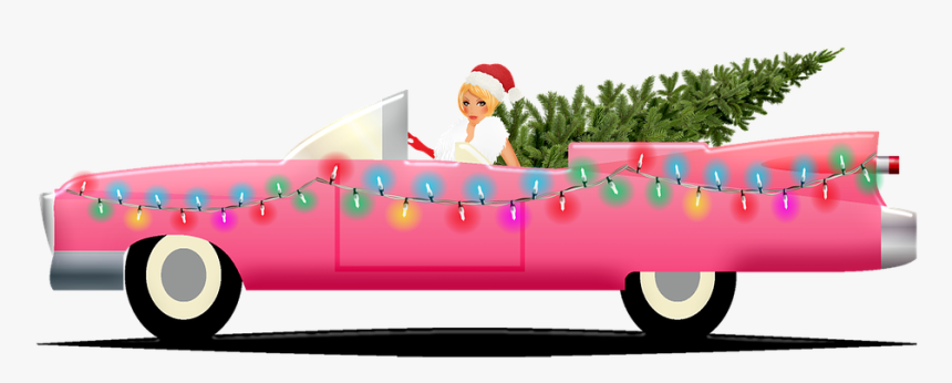 Christmas Car, Cadillac Sexy Girl, Christmas - Christmas Cadillac Png, Transparent Png