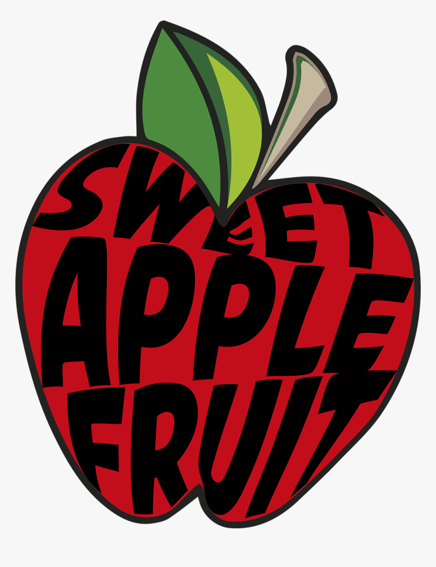 Drawing, Apple, Fruit, Text, Red, Leaf, Delicious - Apple, HD Png Download