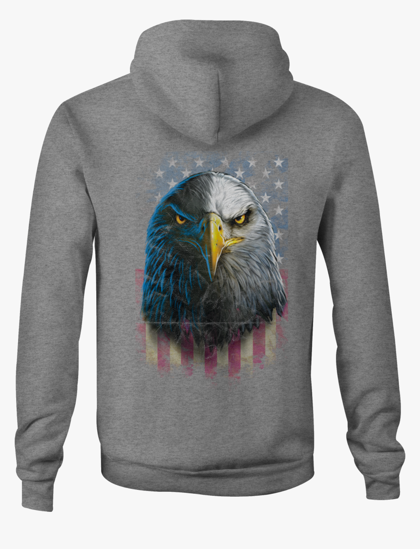 Zip Up Hoodie Eagle Stare Veritcal American Flag Military - Hoodie, HD Png Download