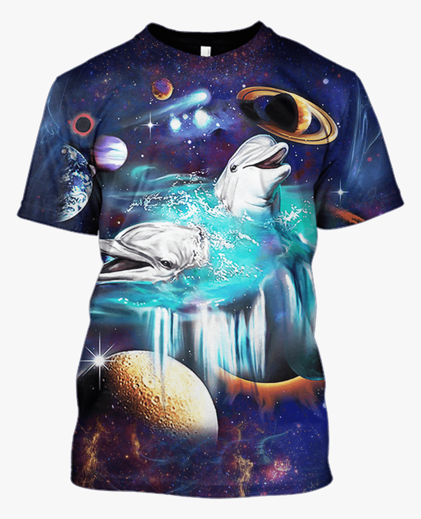 3d White Dolphin And Universe Full Print T Shirt - Dolphin Grip Tape, HD Png Download