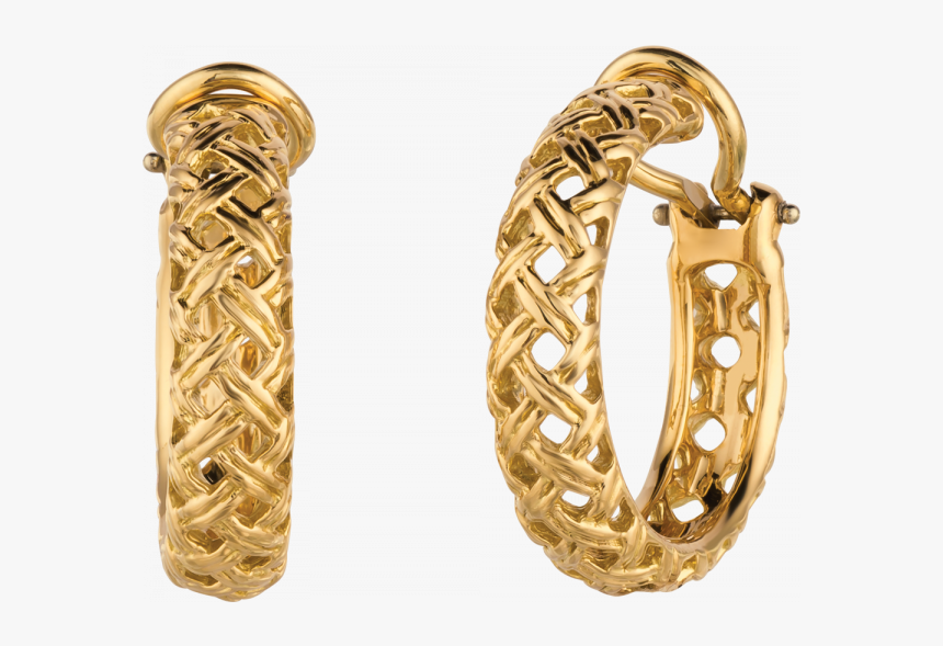 18kt Yellow Gold Vannerie Hoop Earrings - Earrings Gold Png, Transparent Png