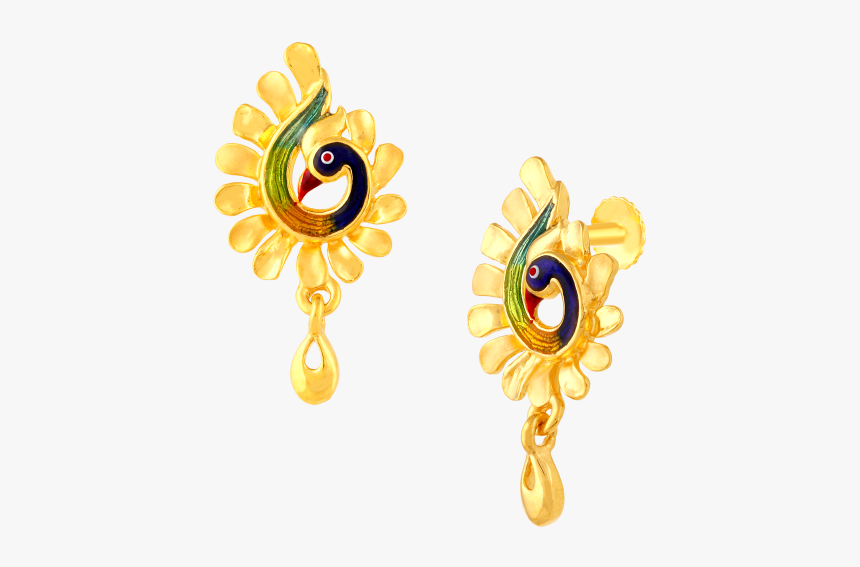Peacock Gold Earrings, HD Png Download